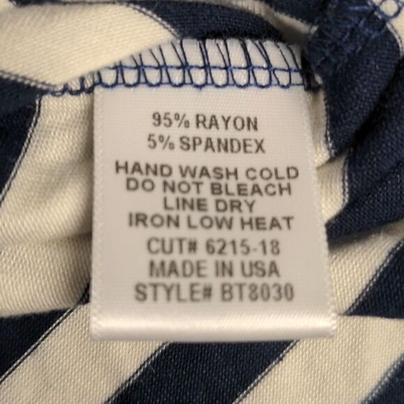 My Amelia James Navy Blue and white striped Three Quarter Sleeve Shirt NWT - Picture 6 of 6